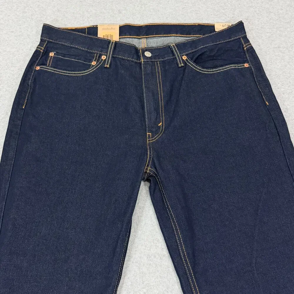 Levi's 514 Straight Leg Jeans Men's 38x32 Dark Wash Denim Blue NWT Irregular